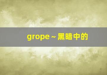 grope～黑暗中的