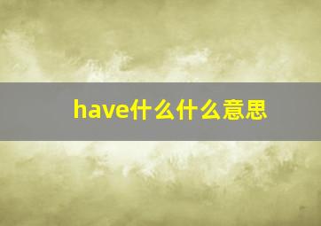 have什么什么意思