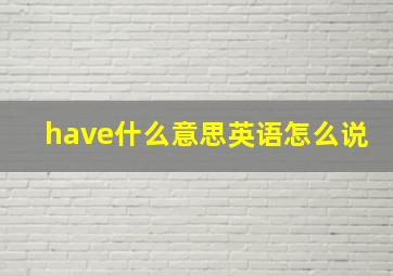 have什么意思英语怎么说