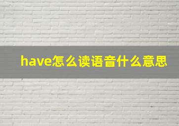 have怎么读语音什么意思