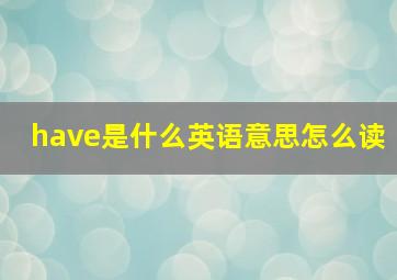 have是什么英语意思怎么读