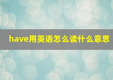 have用英语怎么读什么意思