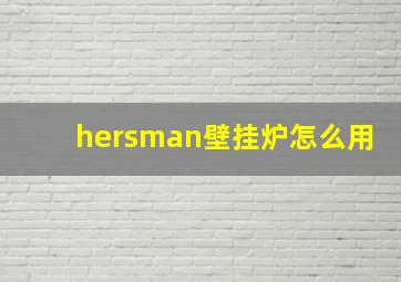 hersman壁挂炉怎么用