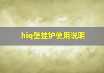 hiq壁挂炉使用说明