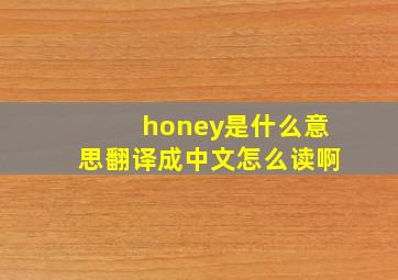 honey是什么意思翻译成中文怎么读啊