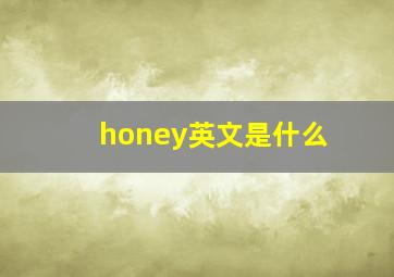 honey英文是什么