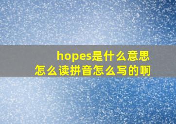 hopes是什么意思怎么读拼音怎么写的啊