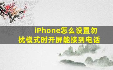 iPhone怎么设置勿扰模式时开屏能接到电话