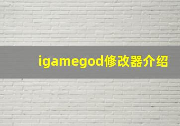 igamegod修改器介绍