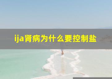 ija肾病为什么要控制盐