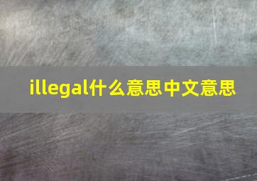 illegal什么意思中文意思