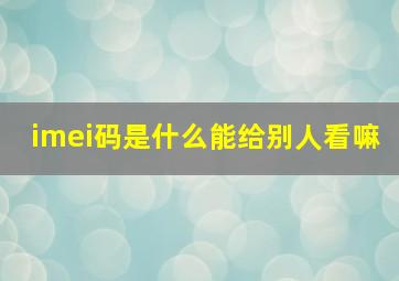 imei码是什么能给别人看嘛