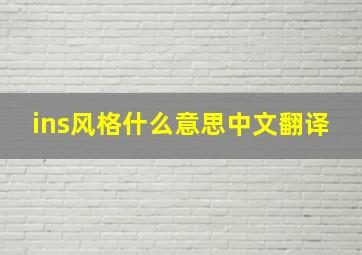 ins风格什么意思中文翻译