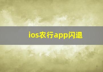 ios农行app闪退