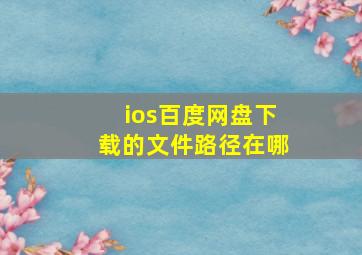 ios百度网盘下载的文件路径在哪