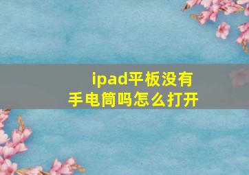 ipad平板没有手电筒吗怎么打开