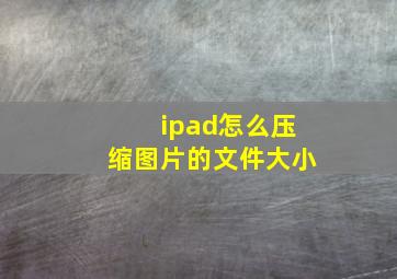 ipad怎么压缩图片的文件大小