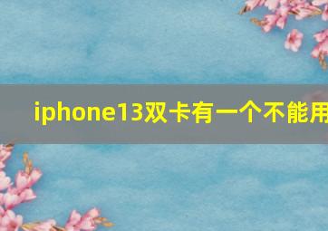 iphone13双卡有一个不能用