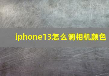 iphone13怎么调相机颜色