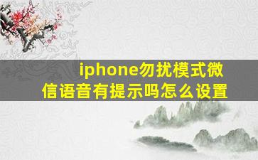 iphone勿扰模式微信语音有提示吗怎么设置