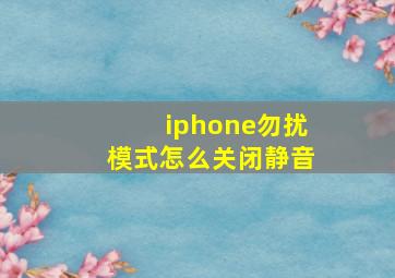 iphone勿扰模式怎么关闭静音