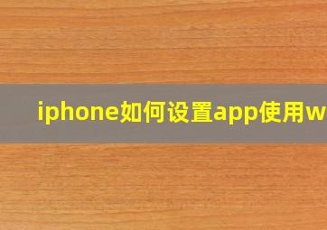 iphone如何设置app使用wifi