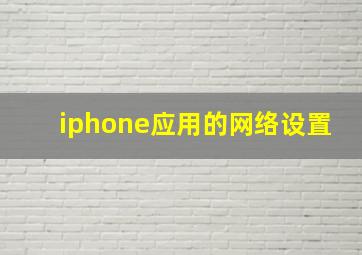 iphone应用的网络设置