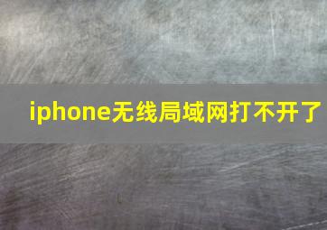 iphone无线局域网打不开了