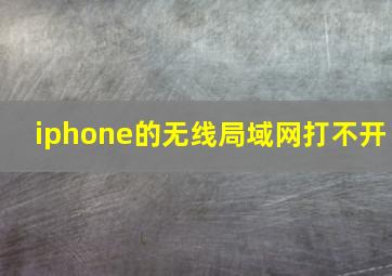 iphone的无线局域网打不开