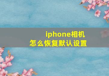 iphone相机怎么恢复默认设置