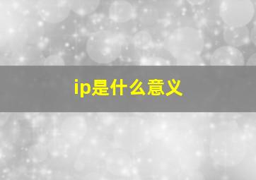 ip是什么意义