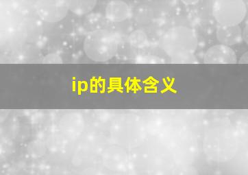 ip的具体含义