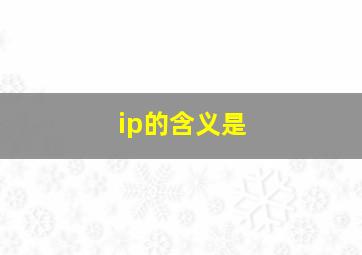 ip的含义是