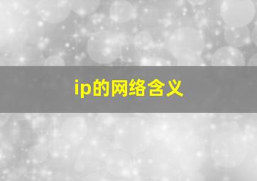 ip的网络含义