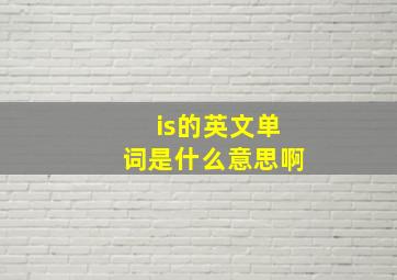 is的英文单词是什么意思啊