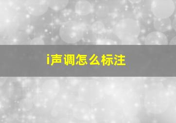 i声调怎么标注