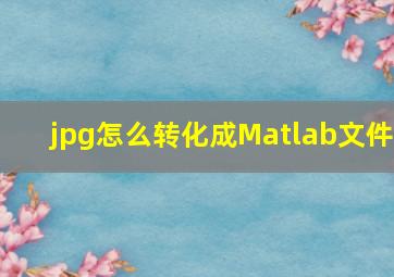 jpg怎么转化成Matlab文件