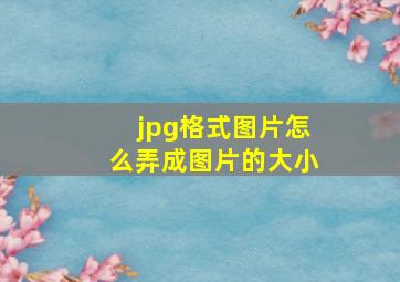 jpg格式图片怎么弄成图片的大小