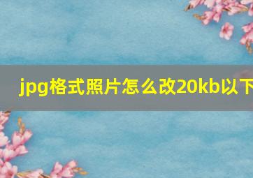 jpg格式照片怎么改20kb以下