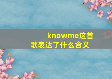 knowme这首歌表达了什么含义