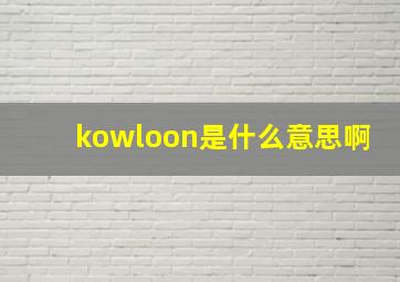 kowloon是什么意思啊