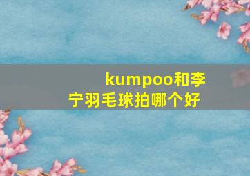 kumpoo和李宁羽毛球拍哪个好