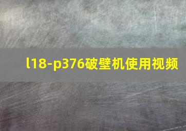 l18-p376破壁机使用视频