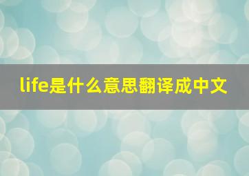 life是什么意思翻译成中文