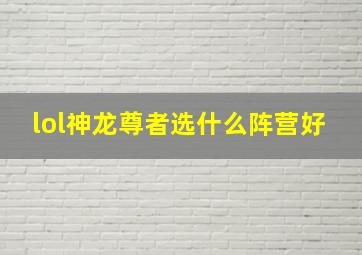 lol神龙尊者选什么阵营好