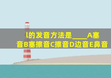 l的发音方法是____A塞音B塞擦音C擦音D边音E鼻音