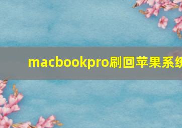 macbookpro刷回苹果系统