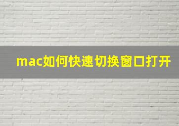 mac如何快速切换窗口打开