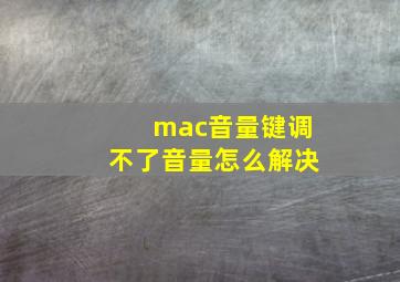 mac音量键调不了音量怎么解决