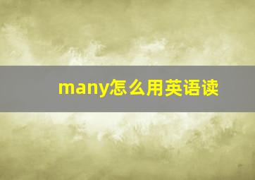 many怎么用英语读